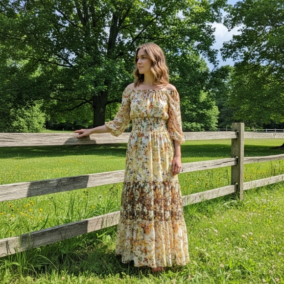 FIGUEROA & FLOWER Floral Dress in Yellow and Brown - Picture 10 of 11
